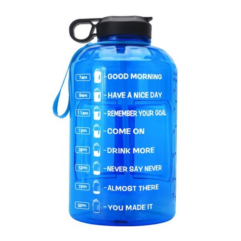 스포츠 대용량 물병 주전자 야외 훈련을위한 BPA-Free 음료수 병 물 용기 보디 빌딩 체육관 캠핑 하이킹, 푸른, 16x30cm, 플라스틱