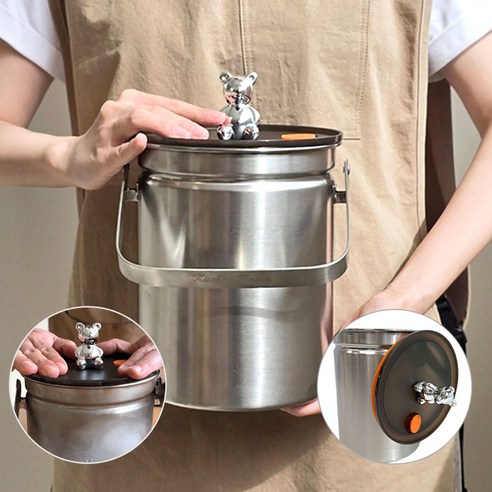 지엔베르그 음식물 쓰레기통 3L 스텐 밀폐 진공 냄새차단 반영구적사용, 지엔베르그 음식물쓰레기통 3L