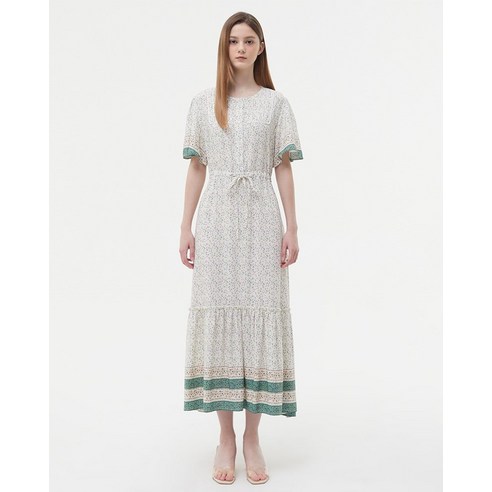 [백화점 정품] 플라스틱아일랜드 여름 롱 원피스 핀턱 허리스트링 보더 (PQ2WO569)