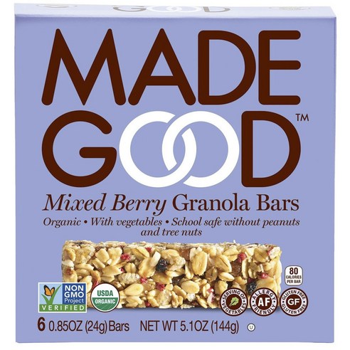 메이드굿 그래놀라 바 24g 글루텐 프리, 믹스드 베리(Mixed Berry), 6개입