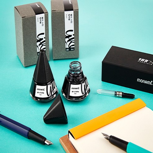 모나미 병잉크, 달빛 머금은 강가 (Indigo)_30ml 10 아주문구 모나미 병잉크 칼라병잉크, 별이 스친 밤하늘 (Black)_30ml, 1병