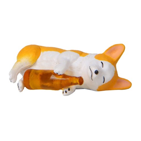 귀여운 Corgi Huskie 개 소형 인형 집 장식 분재 화분 장식, 노란색 병 Corgi, 4.4x1.4cm, 플라스틱