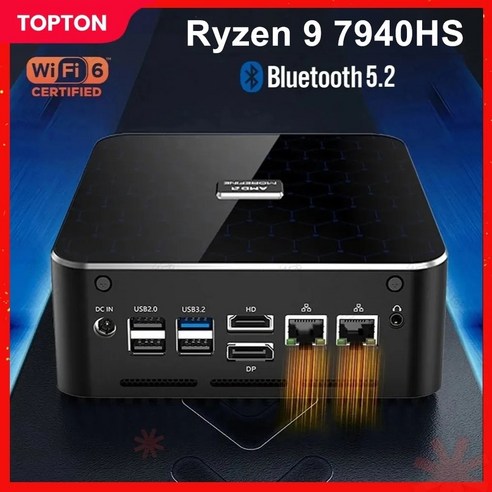 Morefine 미니 게이밍 PC M600 AMD Rzyen 9 7940HS 7 7840HS 2x DDR5 PCIe40 2x25G LAN 윈도우 11 프로 데스크탑 컴퓨터 WiFi, 32.32GB DDR5 512GB NVMe Ryzen