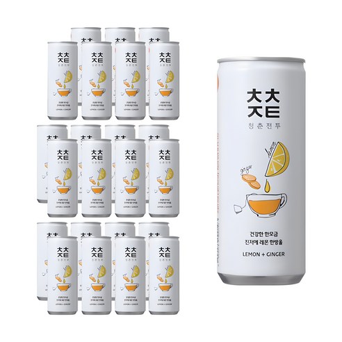 청춘전투 진저에 레몬 한방울 탄산음료, 240ml, 24개