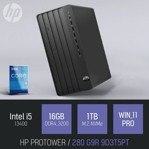 HP 프로 타워 280 G9R 9D3T5PT 사무용 업무용 실속형 데스크탑 PC, 램 16GB+NVMe 1TB+WIN11 PRO, 16GB