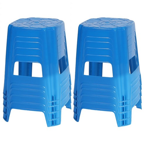 지오리빙 플라스틱 의자 10개 사각 간이 야외 포장마차 편의점, 사각의자(블루) 10개