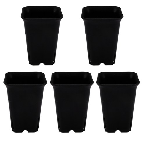 5pcs 블랙 스퀘어 높은 허리 미니 보육 냄비 화분 즙이 많은 식물 냄비 작은 꽃 파종기, M, 검정
