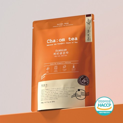 차옴티 계피생강차 티백, 1개, 1.5g, 20개입