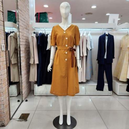 JJ지고트 제이제이지고트 브이넥 버튼 핀턱 퍼프 원피스 GL5M0OPT6 rva-427782f