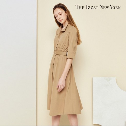 더아이잗뉴욕 더아이잗 프릴 밴딩 하프넥 셔츠 원피스 IM4M0OP80