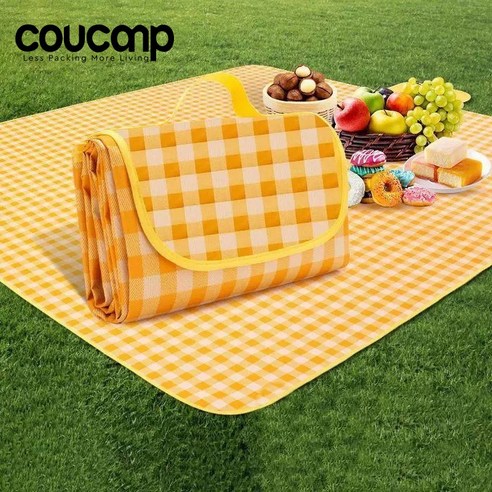 COUCAMP 아웃도어 캠핑 야외 캠핑매트, 노란색 체크