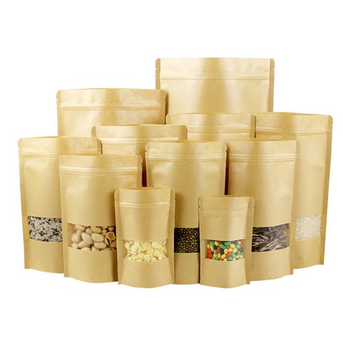 스탠드 지퍼백 소분 커피 봉투 크라프트 창 80g용 10x15cm, 1개입, 100개