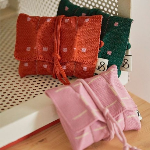 조셉앤스테이시 Lucky Pleats Knit Card Wallet Grid ALL897631