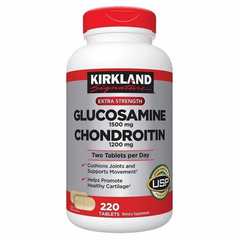 글루코사민Kirkland Signature Glucosamine HCI 1500mg Chondroitin Sulfate 1200mg 220정, 1개