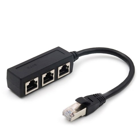 rj45커넥터 랜선분배기 인터넷 랜 분배기 이더넷 Splitter 케이블 1포트 수-3포트 암 LAN 네트워크 Cat5 Cat6 용 RJ45, Black