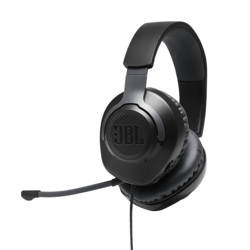 JBL Quantum 100 와이어드 오버-이어 게이밍 헤드셋 플립-업 Mic, 242406 Black