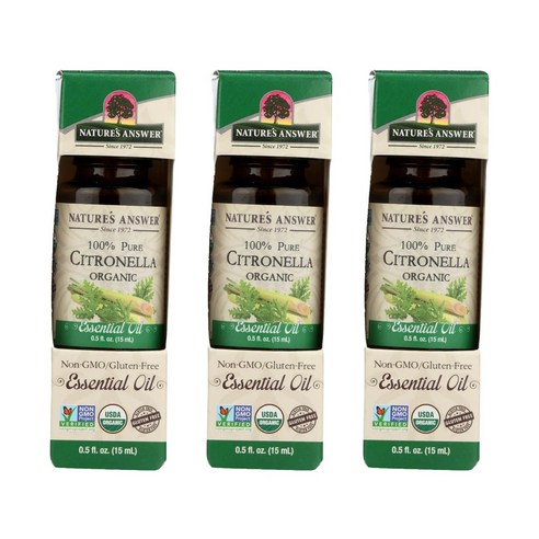 네이쳐스앤서 퓨어 시트로넬라 에센셜 오일, 15ml, 3개