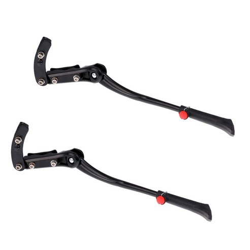 2 pcs mtb 산악 자전거 자전거 킥스탠드 조정 가능한 알루미늄 합금 자전거 측면 지원 브래킷, 블랙, 설명