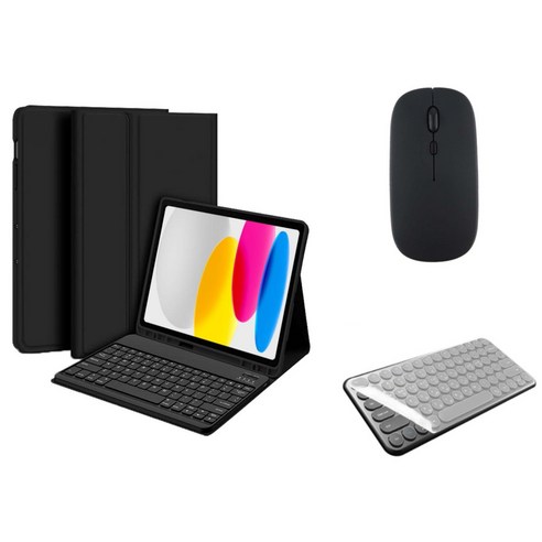 아이패드 전용 에어 프로 미니 1/2/3/4/5/6/7/8/9/10 세대 M2 M4 펜슬 수납 블루투스 키보드 케이스 무선 마우스 세트 iPad Pro Air Mini 케이스나라, 블랙