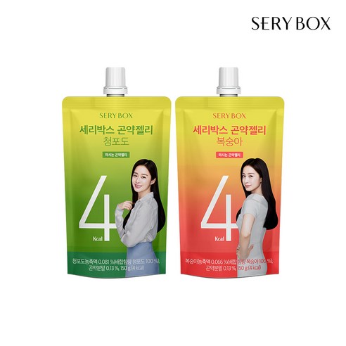 [세리박스] 곤약젤리 청포도맛 복숭아맛 (각 10개입), 1세트, 150ml