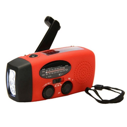 AFBEST 다기능 태양열 핸드 크랭크 다이나모 자체 전원 AM/FM/NOAA 기상 라디오 비상용 LED 손전등 및 은행으로 사용, 빨간