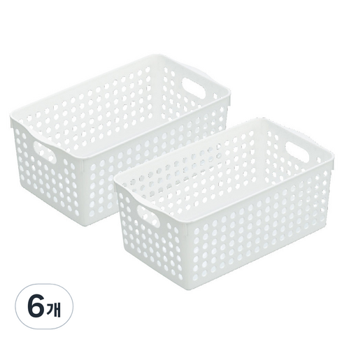 이노마타 4571 스톡 바스켓 와이드, 화이트, 6개