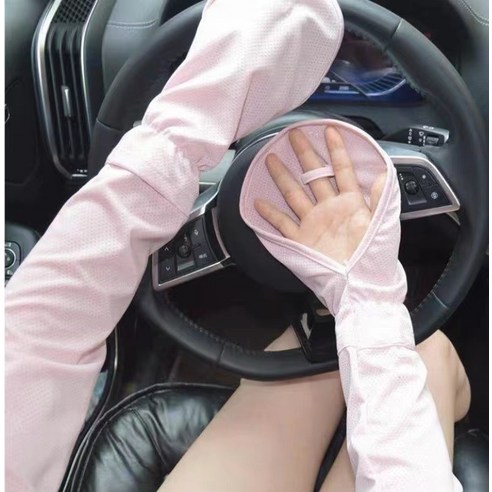 ZZJJC 쿨토시 글러브 여하 드라이빙 캡 슬리브 루즈핏 아암 자외선 차단 아웃도어쿨 슬리브 조절, 핑크색