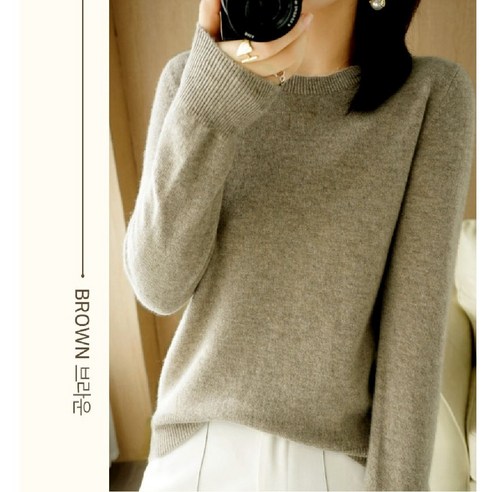 오아시스 라운드 니트 캐시미어 이너 오버핏 간절기 여성 니트티