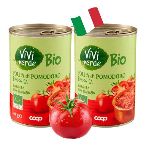 [토마토퓨레] 만족도 1위, COOP 비비베르데 유기농 폴파 디 포모도로 토마토 퓨레 400g 2캔 2개 관련상품