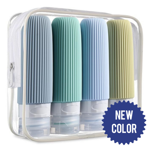 온스텔라 여행용 실리콘 트래블보틀 파우치 공병 90ml 4P, 1세트, 민트 블루