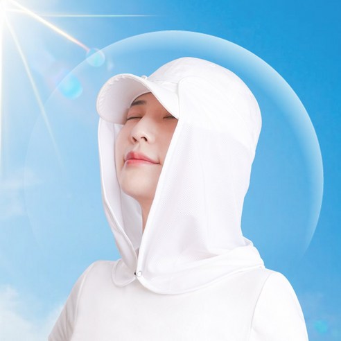 UV차단 스냅단추형 탈부착 쿨링 캡썬가드 모자햇볕자외선가리개 골프등산낚시, 블랙