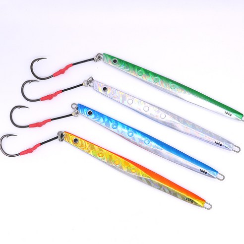 4pcs/lot 벤트호스 스피드 지그 머스타드 지깅 후크 100g 150g 200g 300g 소금물 수직 지그 루어, 150g4pcs, 블루