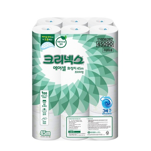 크리넥스 에어셀 프리미엄 화장지 피톤치드향 45m, 24개입, 5개