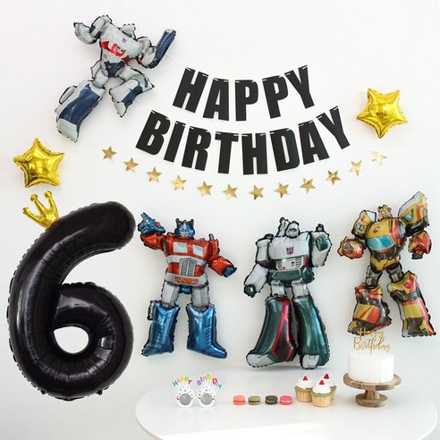이벤트홀릭 로봇풍선 생일파티용품세트 초대형 왕관 숫자풍선, 6, 1개