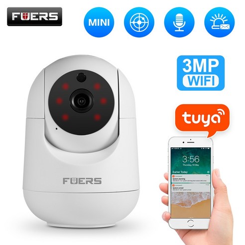 휴대용 와이파이 에그 포켓와이파이 Fuers3MP IP 카메라 Tuya 스마트 홈 실내 무선 감시 자동 추적 CCTV 보안 아기 애완 동물 모니터, 13.1080P camera - EU plug, 21.2MP camera - EU plug