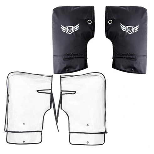 UB 오토바이 핸들 양손 손잡이 방수 비닐커버 방한, 1개, 양손 투명커버+방한워머