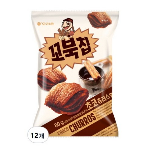오리온 꼬북칩 초코츄러스 맛 80g 12봉지 
과자/초콜릿/시리얼