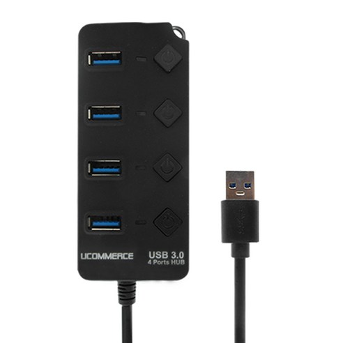 유전원 USB3.0 허브 4포트 확장 멀티 분배기 컴퓨터PC, 1개