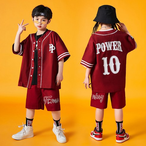 DAIRUSO 주니어 힙합 야구 점퍼 반팔 셔츠