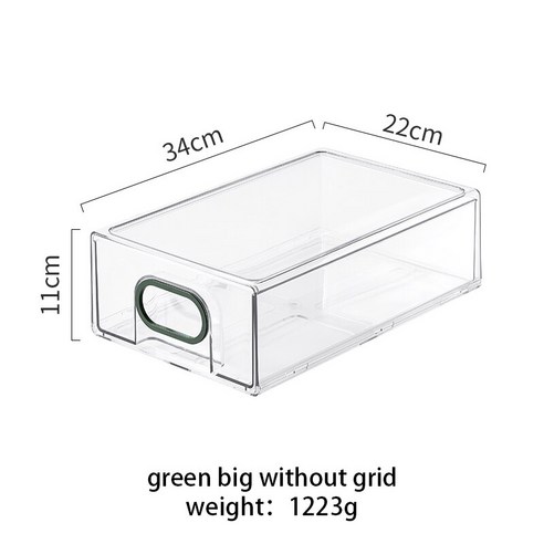 [SW] 애완 동물 냉장고 유형 투명 식품 보관 박스 그리드 포함 야채 과일 냉동고 신선한 상자 주방 정리, green big, 하나