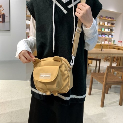 [Love Of Life] 귀여운 곰 귀 모양 나일론 가방 여성용 작은 크로스바디백 숄더백 플랩 볼사 페미니나 가방
