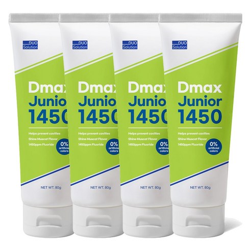 듀오솔루션 디맥스 주니어 1450ppm 고불소 어린이 치약 (샤인머스켓향), 4개, 80g
