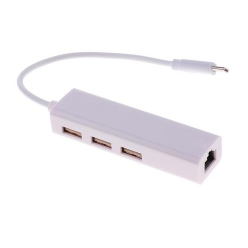 type c to USB-C 어댑터 이더넷 컨버터 장치용 3포트 USB 허브, 화이트, 58x20x18mm, 플라스틱