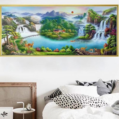 보석 자수 나라 대형 비즈 보석 십자수 산수화1 120x50cm, 1세트 보석 자수 나라 대형 비즈 보석 십자수 산수화1 120x50cm, 1세트