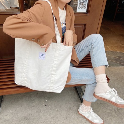 리트넛 베이직 소프트 캔버스 에코백 가벼운 데일리 숄더 백