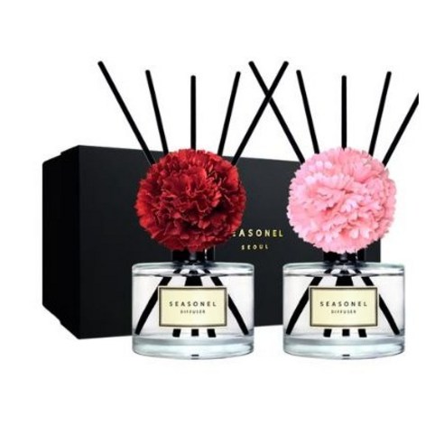 시즈넬 블랙라벨 선물세트 디퓨저 200ml x2 카네이션 레드+핑크, 씨트로넬라