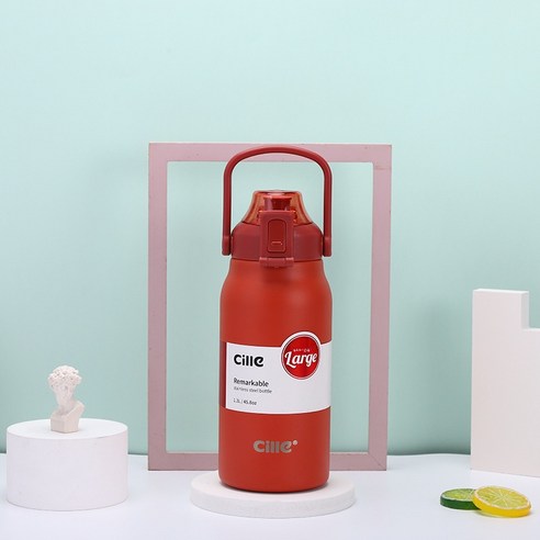 ZZJJC 대용량 텀블러 스포츠 주전자 316 스테인리스 물컵 남녀 비즈니스 차량용 텀블러, 1.3L, 붉은색