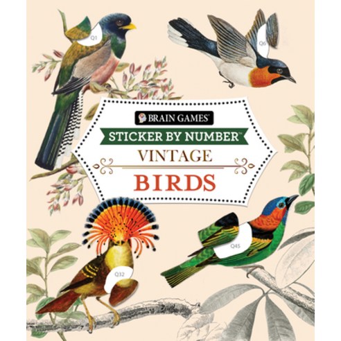 (영문도서) Brain Games - Sticker by Number - Vintage: Birds Paperback, Publications International,..., English, 9781639384204