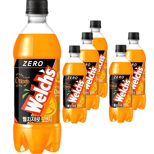 웰치 제로 오렌지 탄산음료, 500ml, 6개