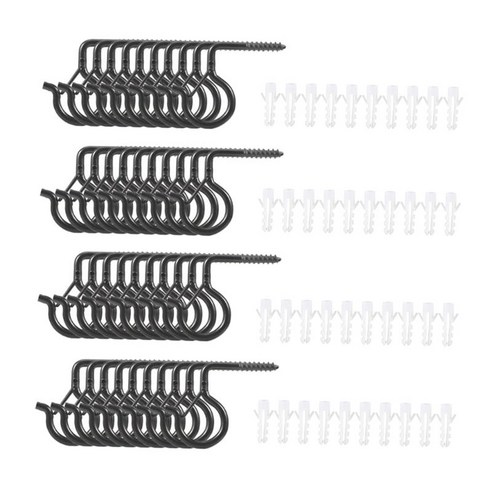 40Pcs Q-걸이 후크 캐비닛 나사 후크 걸이 후크 매달려 클립 방풍, 4×5.5cm, 검은 색, 철